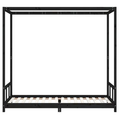 Lasten sängynrunko musta 90x200 cm täysi mänty
