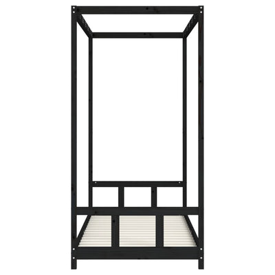 Lasten sängynrunko musta 90x200 cm täysi mänty