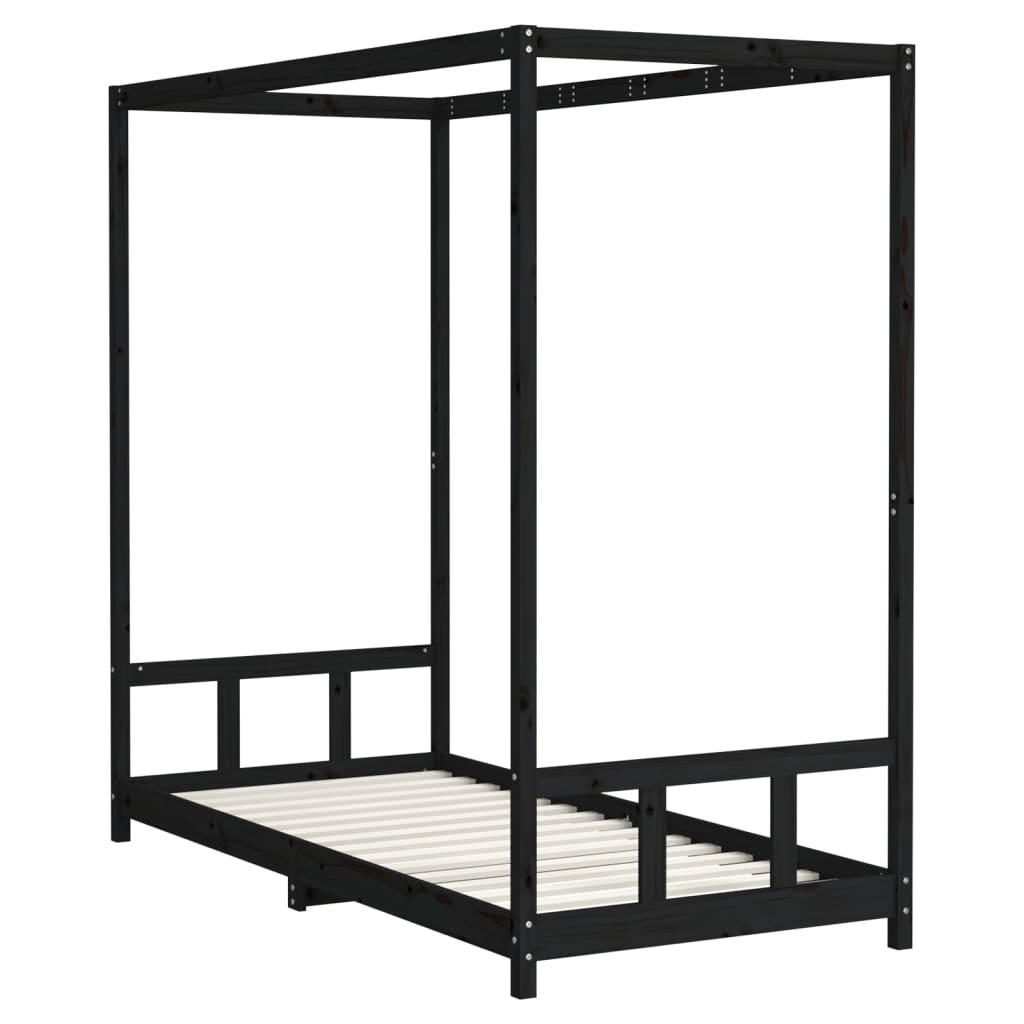 Musta lasten sängynrunko Manolin 90x200cm (mänty)