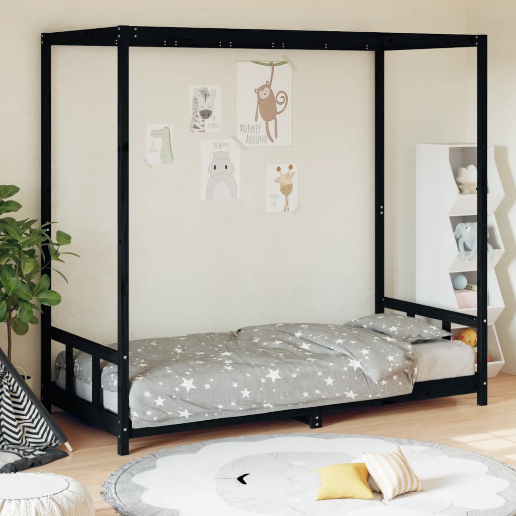 Musta lasten sängynrunko Manolin 90x200cm (mänty)