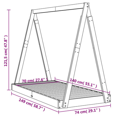 Lasten sängynrunko musta 70x140 cm täysi mänty