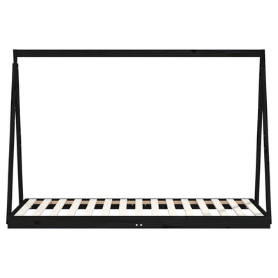 Lasten sängynrunko musta 90x190 cm täysi mänty
