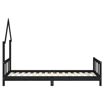 Lasten sängynrunko musta 90x190 cm täysi mänty