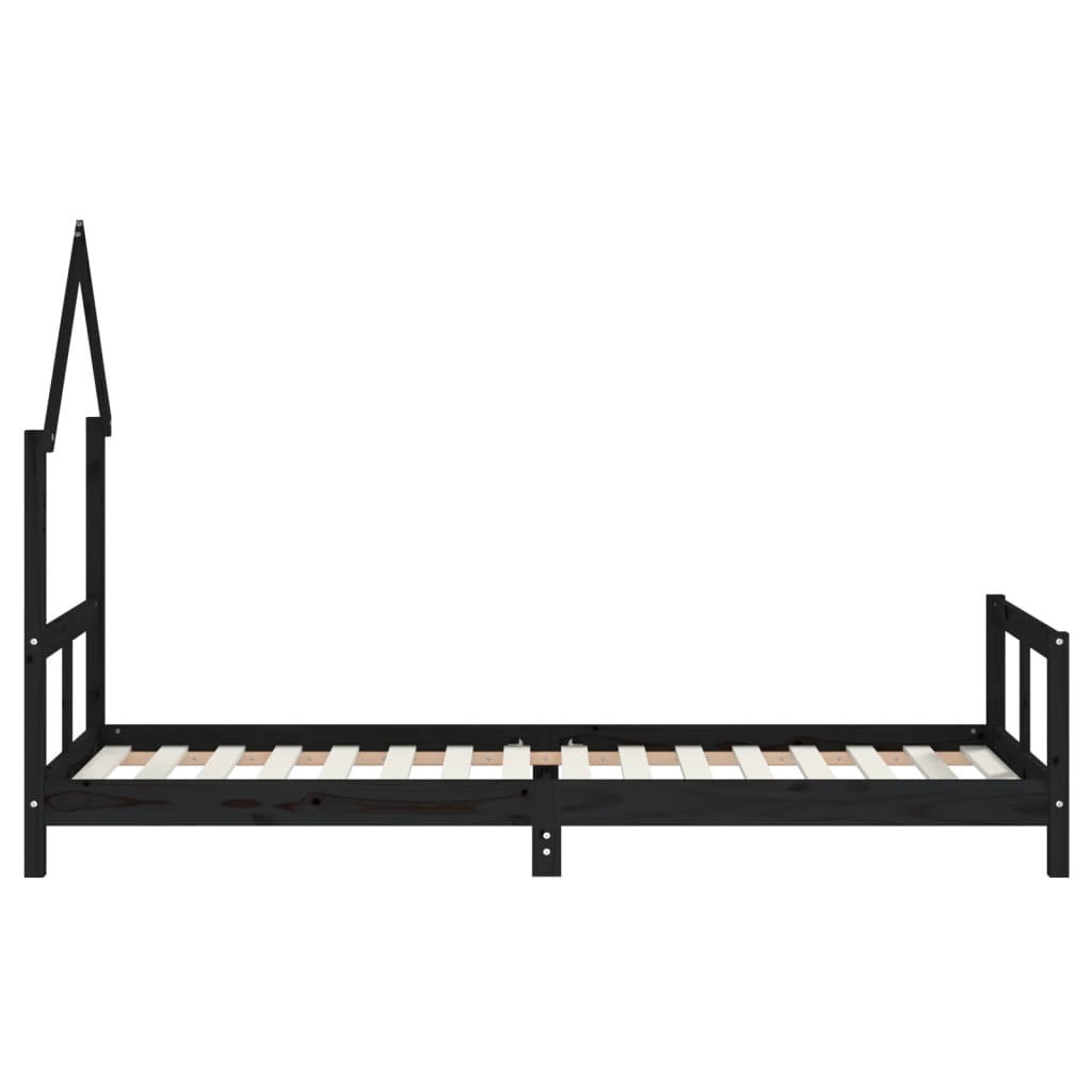 Musta lasten sängynrunko Natasia 80x200cm (mänty)