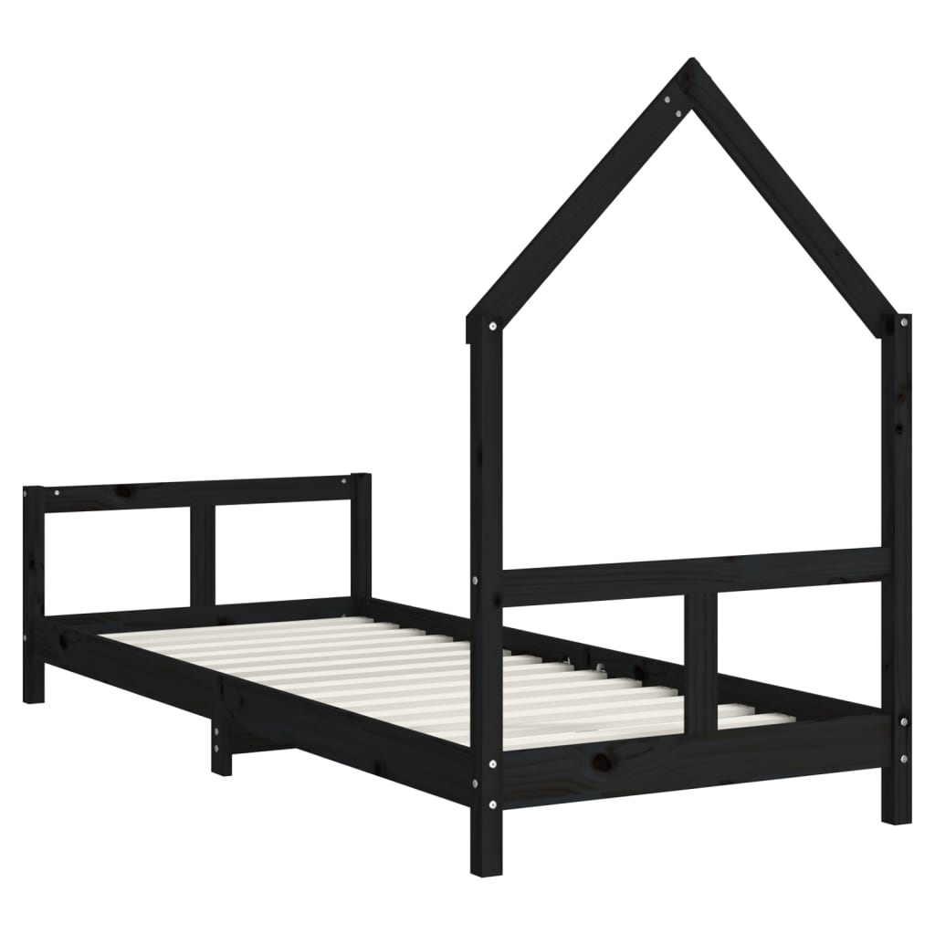 Musta lasten sängynrunko Natasia 80x200cm (mänty)