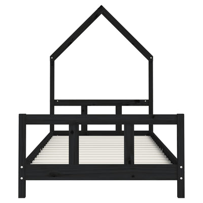 Lasten sängynrunko musta 90x200 cm täysi mänty