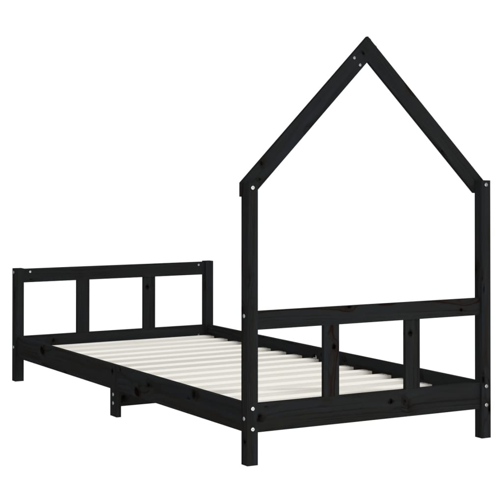 Musta lasten sängynrunko Natasia 90x200cm (mänty)