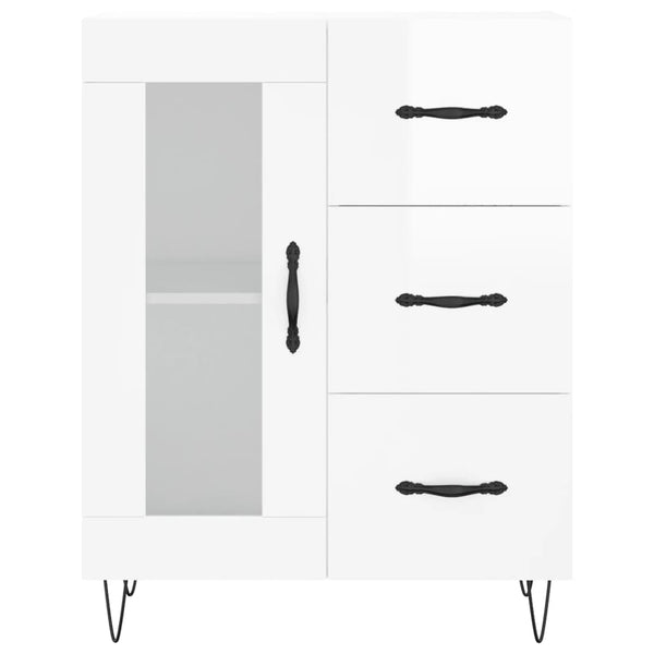 Kaappi korkeakiilto valkoinen 69,5x34x180 cm tekninen puu