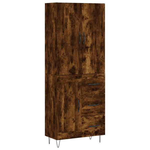 Kaappi 69,5x34x180 cm teknisellä puulla savutammivärissä