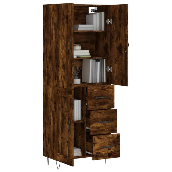 Kaappi 69,5x34x180 cm teknisellä puulla savutammivärissä