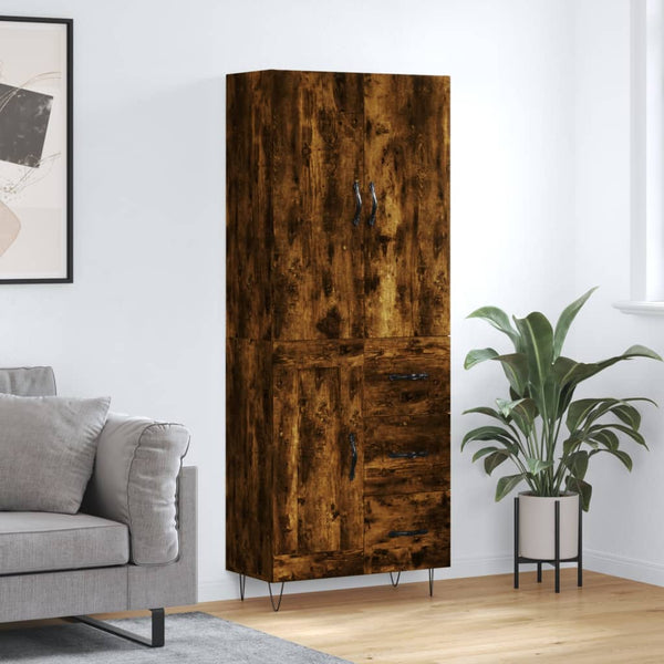 Kaappi 69,5x34x180 cm teknisellä puulla savutammivärissä