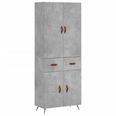 Kaappi betoninharmaa 69,5x34x180 cm tekninen puu