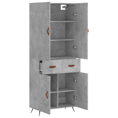Kaappi betoninharmaa 69,5x34x180 cm tekninen puu