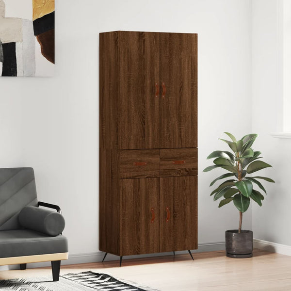 Kaappi ruskea tammi 69,5x34x180 cm tekninen puu
