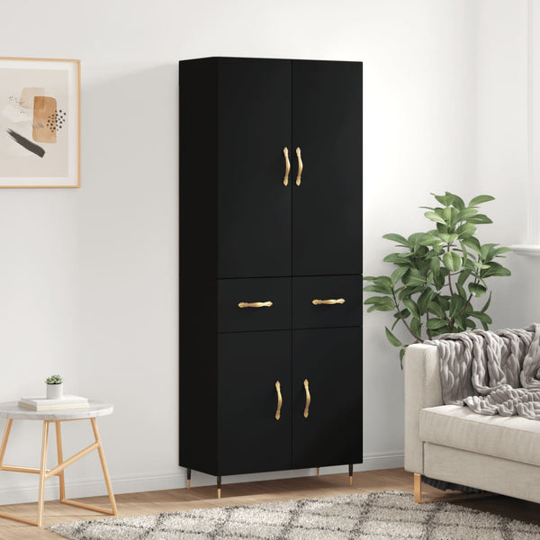 Kaappi musta 69,5x34x180 cm tekninen puu