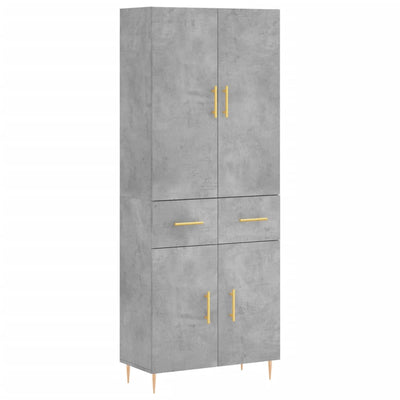 Kaappi betoninharmaa 69,5x34x180 cm tekninen puu