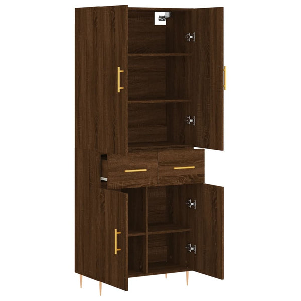Kaappi ruskea tammi 69,5x34x180 cm tekninen puu