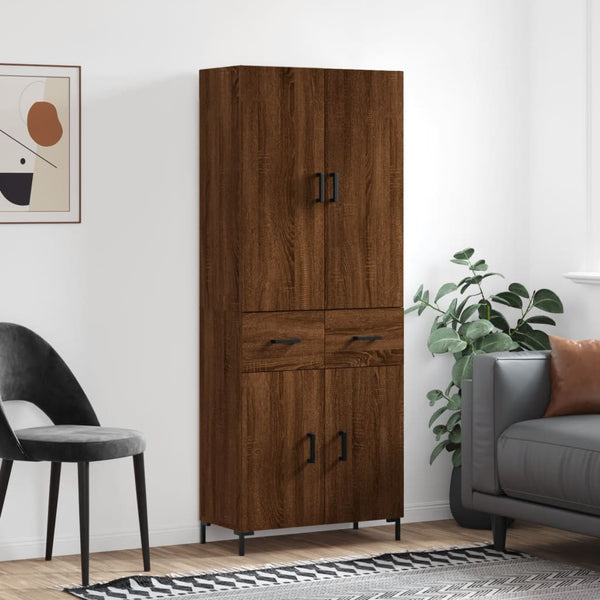 Kaappi ruskea tammi 69,5x34x180 cm tekninen puu