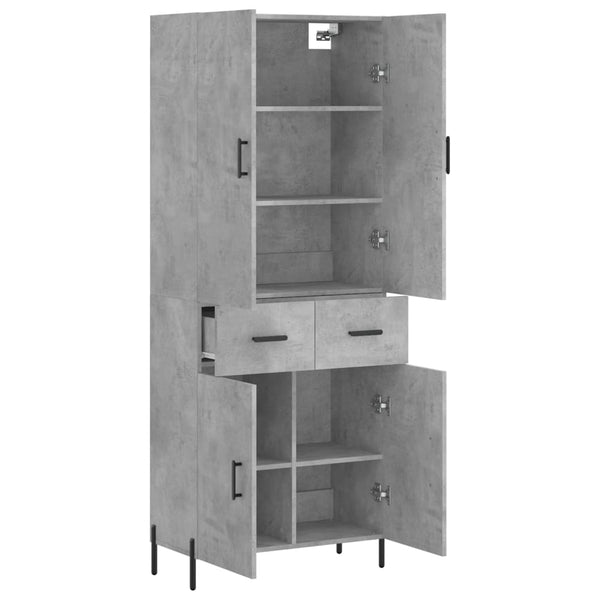Kaappi puukaappi 69,5x34x180 cm betoninvärisenä