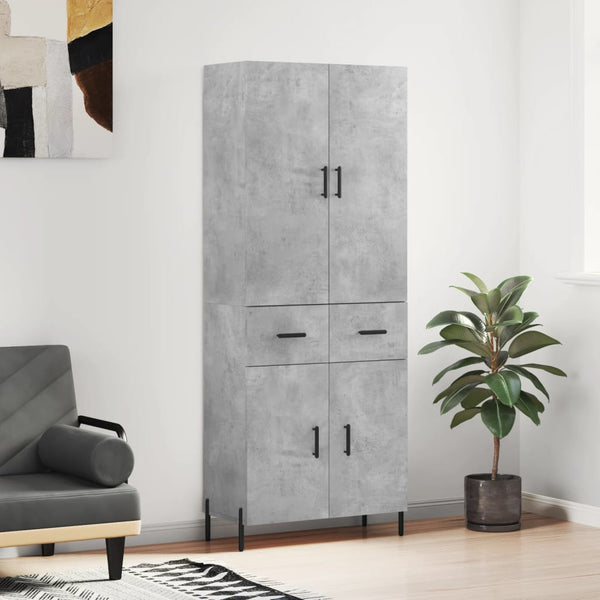 Kaappi puukaappi 69,5x34x180 cm betoninvärisenä