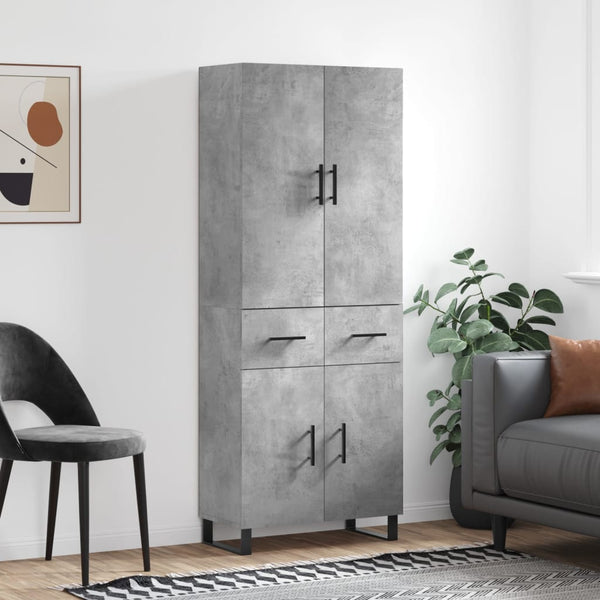 Betoninvärinen puukaappi 69,5x34x180 cm