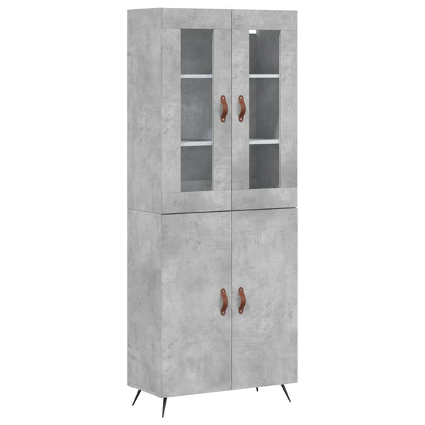 Kaappi betoninharmaa 69,5x34x180 cm tekninen puu