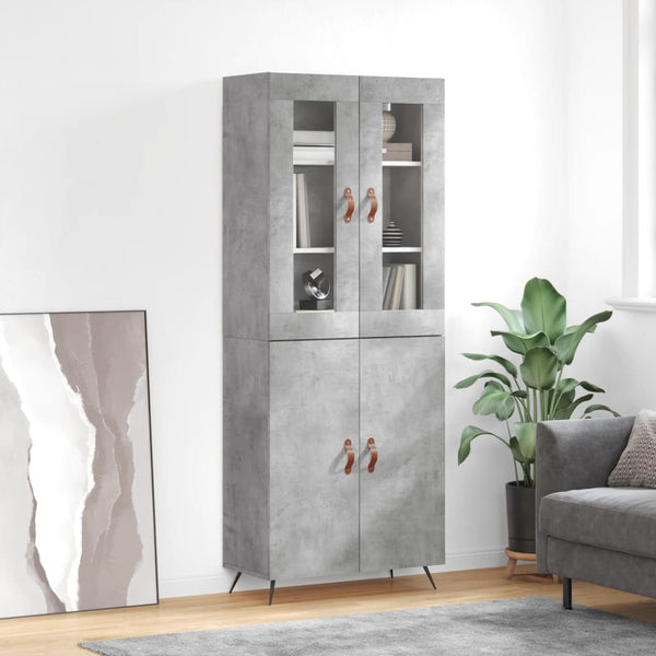 Kaappi betoninharmaa 69,5x34x180 cm tekninen puu