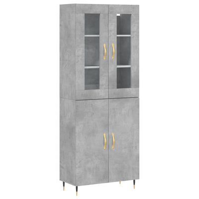 Kaappi betoninharmaa 69,5x34x180 cm tekninen puu