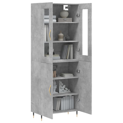 Kaappi betoninharmaa 69,5x34x180 cm tekninen puu