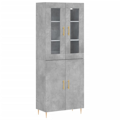 Kaappi betoninharmaa 69,5x34x180 cm tekninen puu