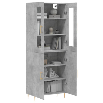 Kaappi betoninharmaa 69,5x34x180 cm tekninen puu
