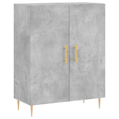 Kaappi betoninharmaa 69,5x34x180 cm tekninen puu