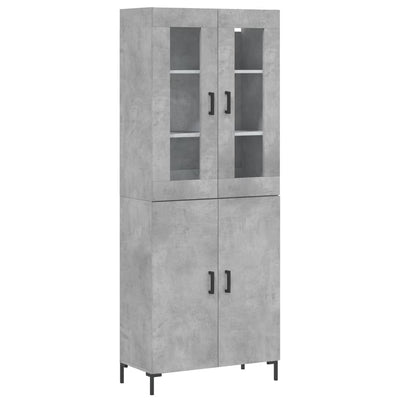 Kaappi betoninharmaa 69,5x34x180 cm tekninen puu