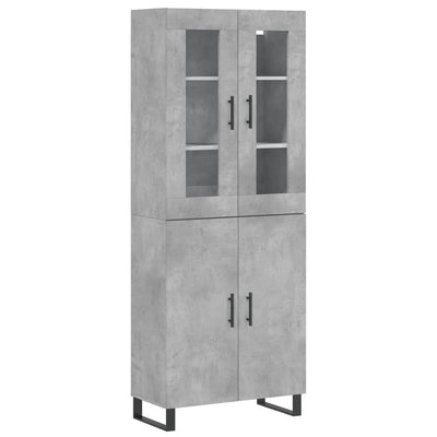 Kaappi betoninharmaa 69,5x34x180 cm tekninen puu