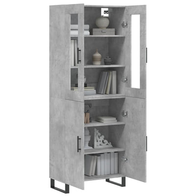 Kaappi betoninharmaa 69,5x34x180 cm tekninen puu