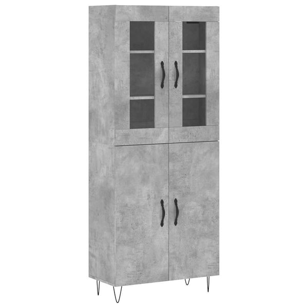 Kaappi betoninharmaa 69,5x34x180 cm tekninen puu