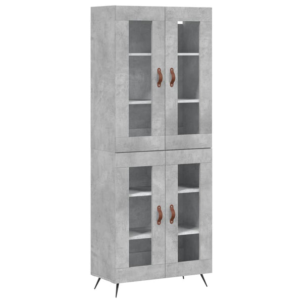 Kaappi betoninharmaa 69,5x34x180 cm tekninen puu