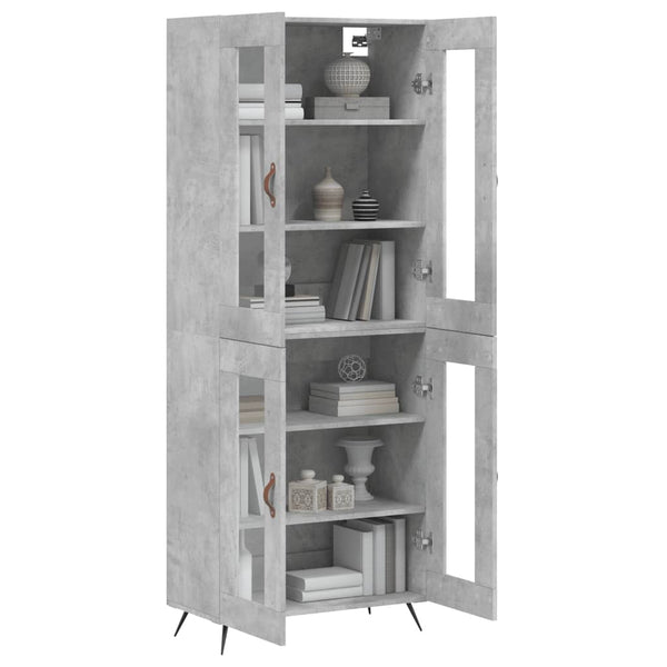 Kaappi betoninharmaa 69,5x34x180 cm tekninen puu