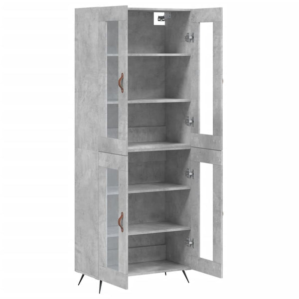 Kaappi betoninharmaa 69,5x34x180 cm tekninen puu