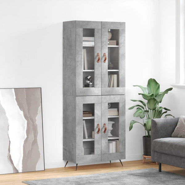 Kaappi betoninharmaa 69,5x34x180 cm tekninen puu