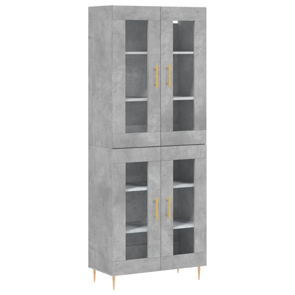 Kaappi betoninharmaa 69,5x34x180 cm tekninen puu