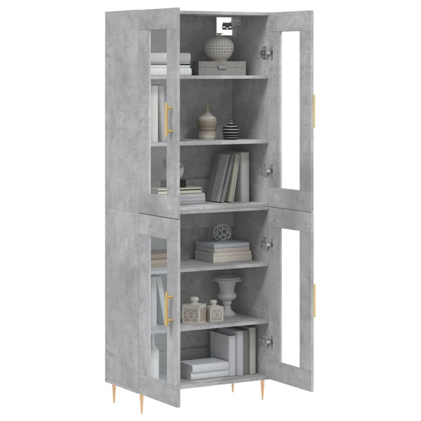 Kaappi betoninharmaa 69,5x34x180 cm tekninen puu