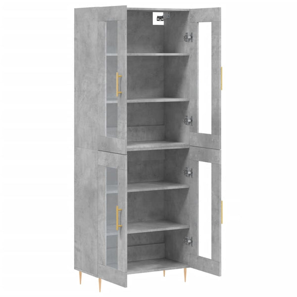 Kaappi betoninharmaa 69,5x34x180 cm tekninen puu