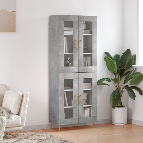 Kaappi betoninharmaa 69,5x34x180 cm tekninen puu