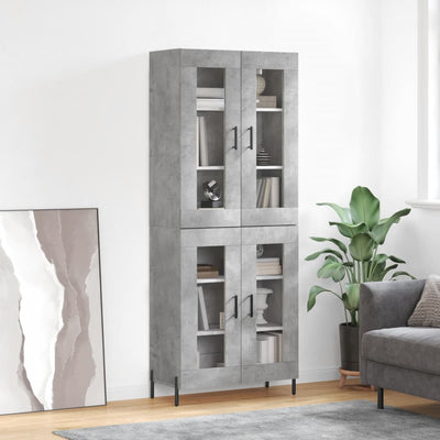 Kaappi betoninharmaa 69,5x34x180 cm tekninen puu
