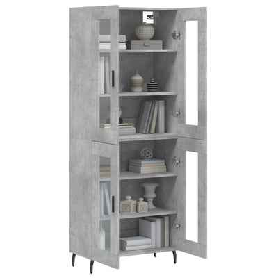Kaappi betoninharmaa 69,5x34x180 cm tekninen puu