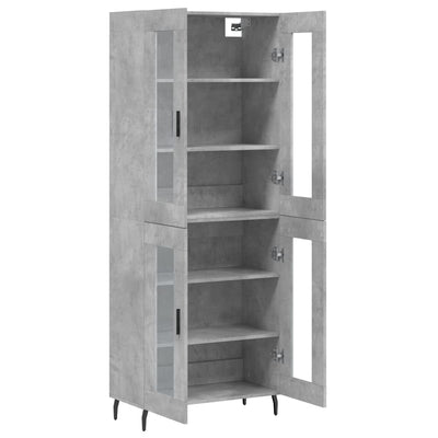 Kaappi betoninharmaa 69,5x34x180 cm tekninen puu