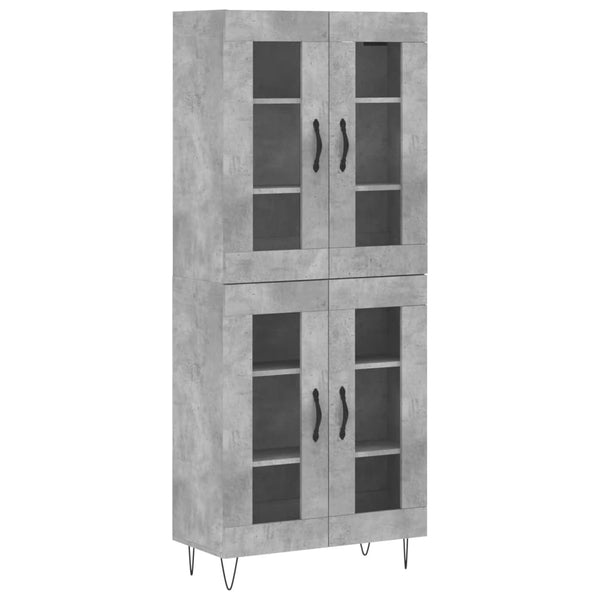 Kaappi betoninharmaa 69,5x34x180 cm tekninen puu (102)
