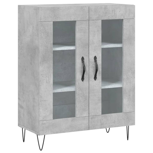 Kaappi betoninharmaa 69,5x34x180 cm tekninen puu (102)