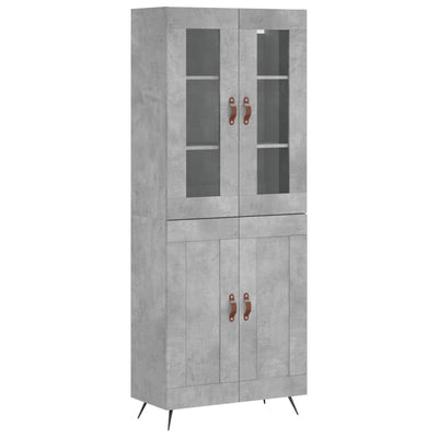 Kaappi betoninharmaa 69,5x34x180 cm tekninen puu